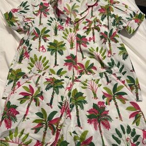 Printfresh White and Green Pajamas Tropical Print Intimates in pink basil